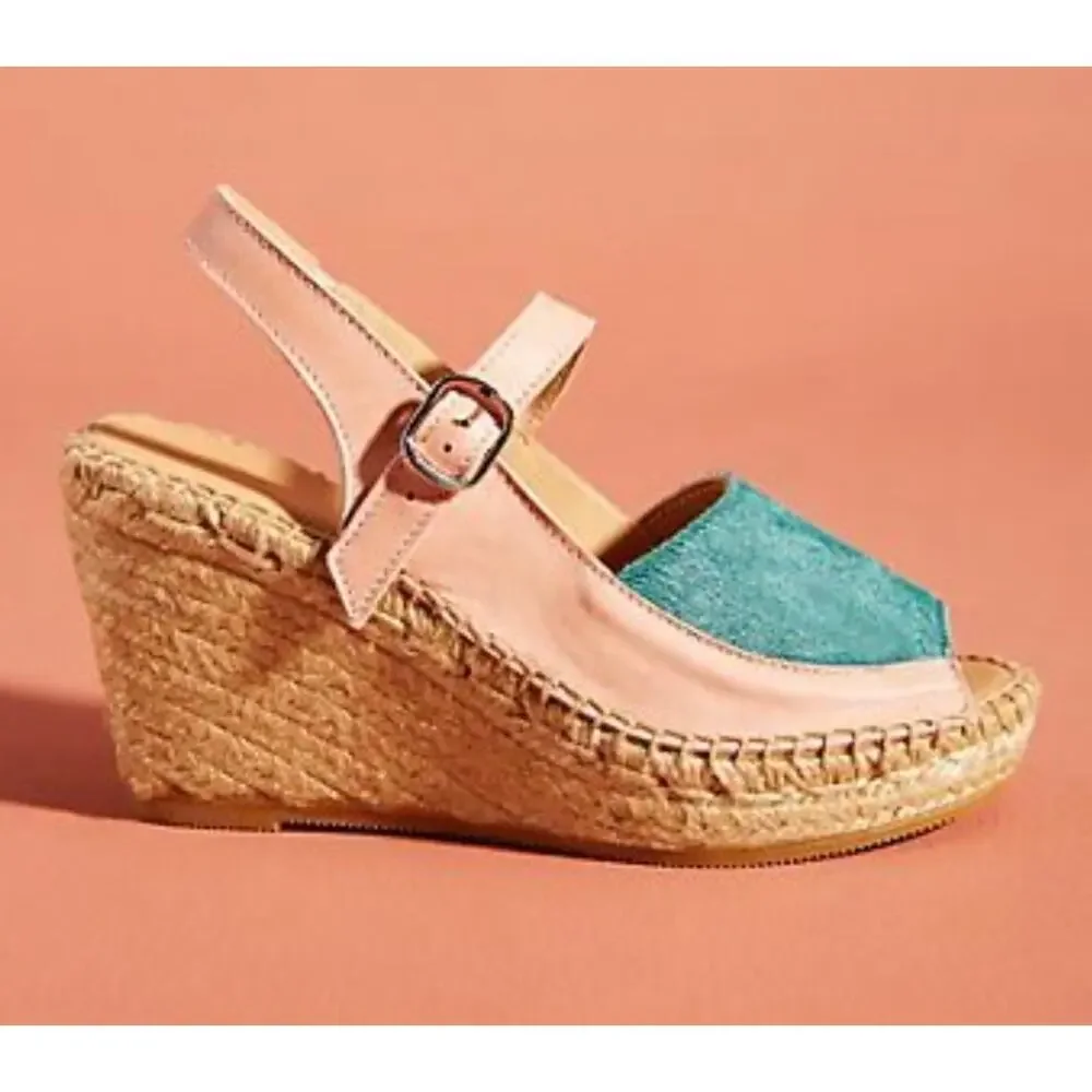 Anthropologie Naguisa Ruca Wedge Espadrilles Sandal Leather Womens Size 41 US 11